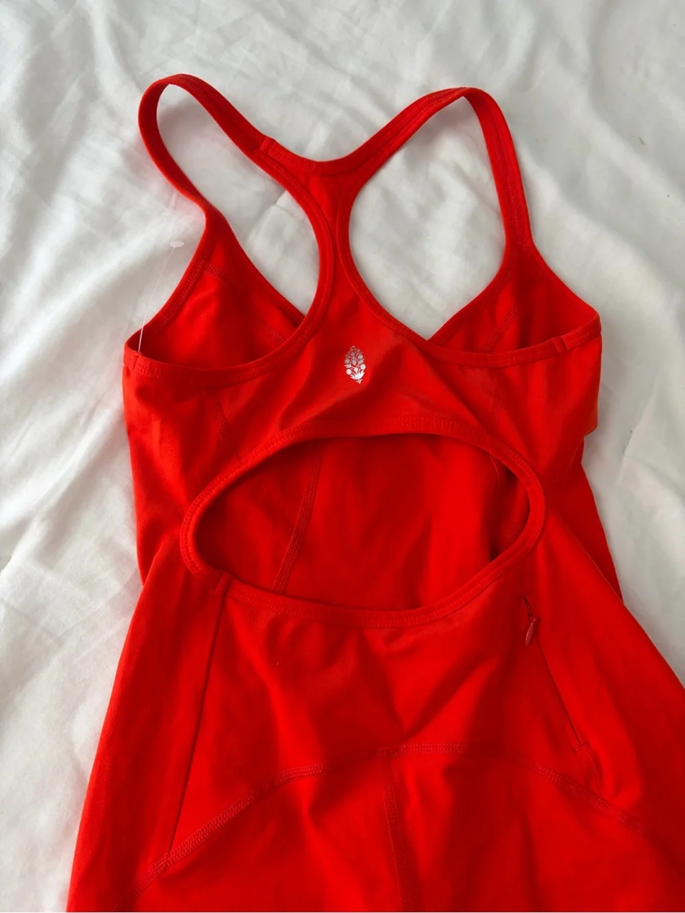 Free People Bright Red Strappy V-Neck Jumpsuit
